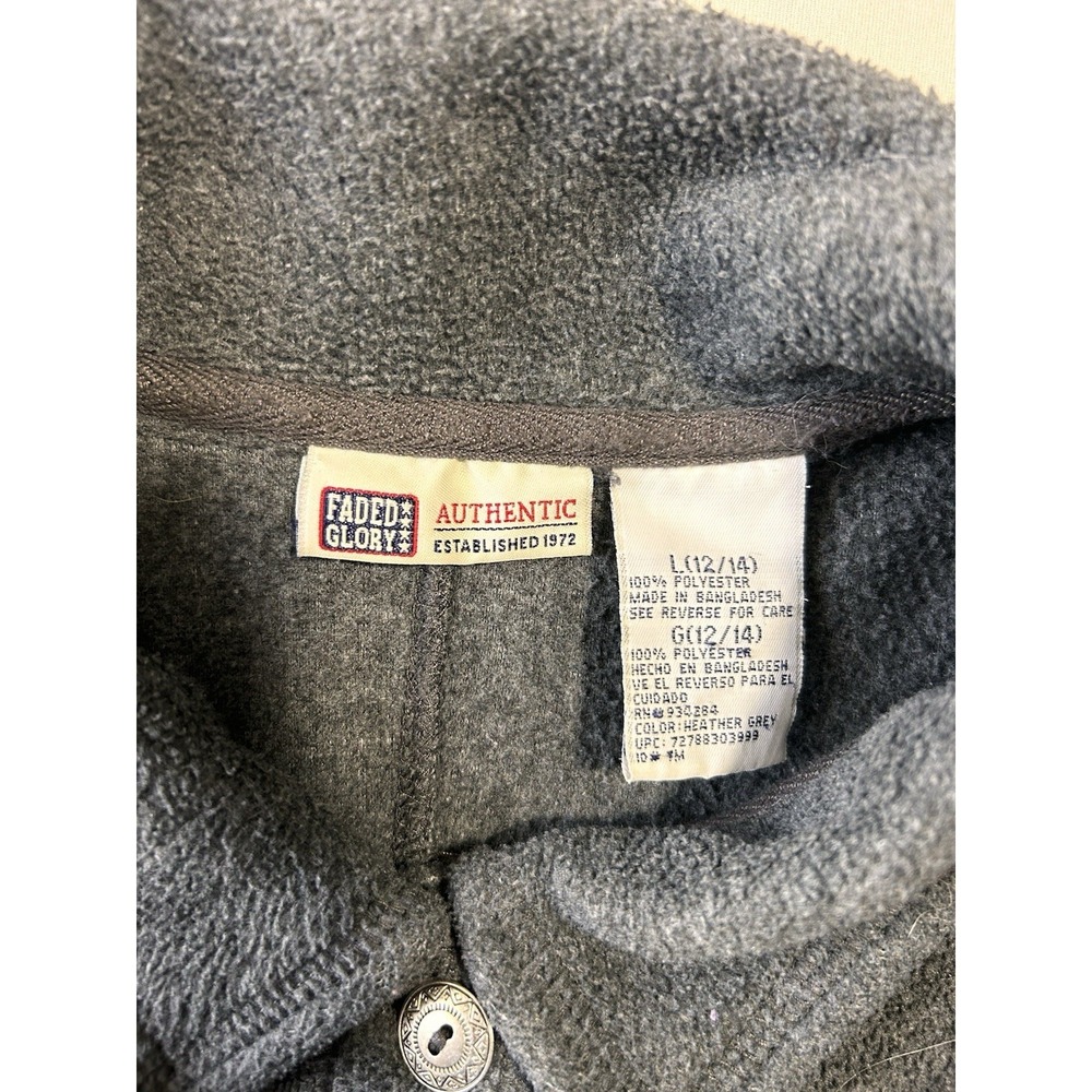Faded Glory Women's Fleece Cardigan Jacket L 12/14 Gray Button Front Cozy - Picture 3 of 8